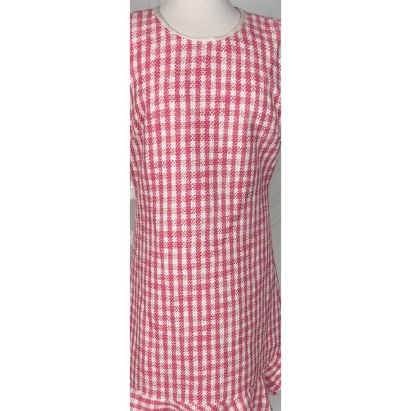 Kate Spade Gingham Tweed Dress Ivory Peach Nectar Size 14 Sleeveless - Picture 4 of 11